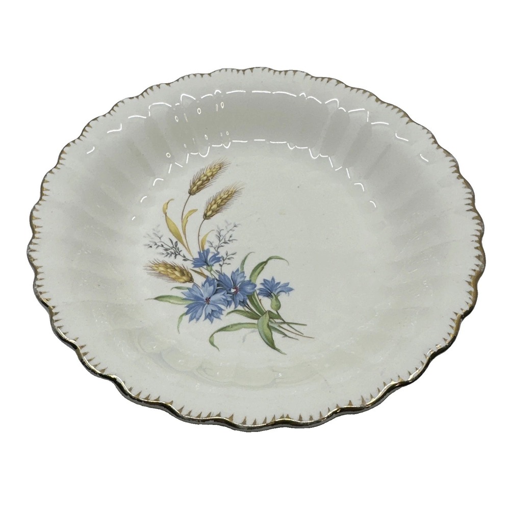 Vintage American Limoges "Wheatfield" Pattern Fluted Edge 7 3/4 In. Serving Bowl